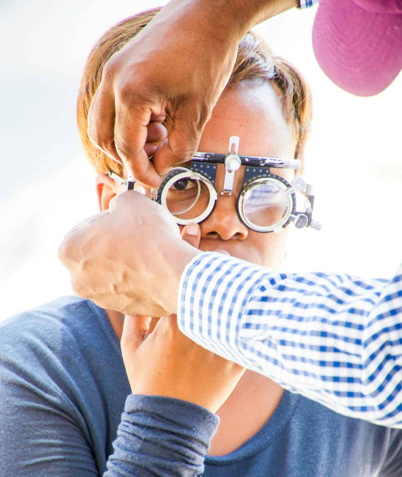 Person having their eyes tested by an optometrist
