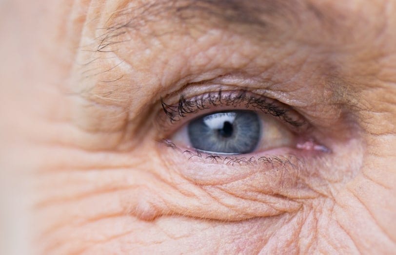 Close up of an elderly person's eye